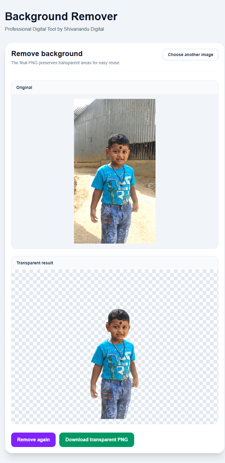Shivanandu Digital Background Remover before and after result