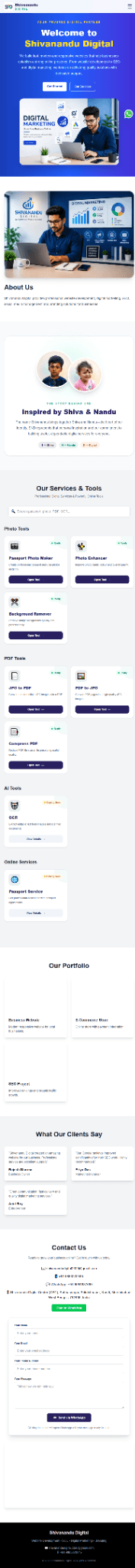 Shivanandu Digital website homepage preview
